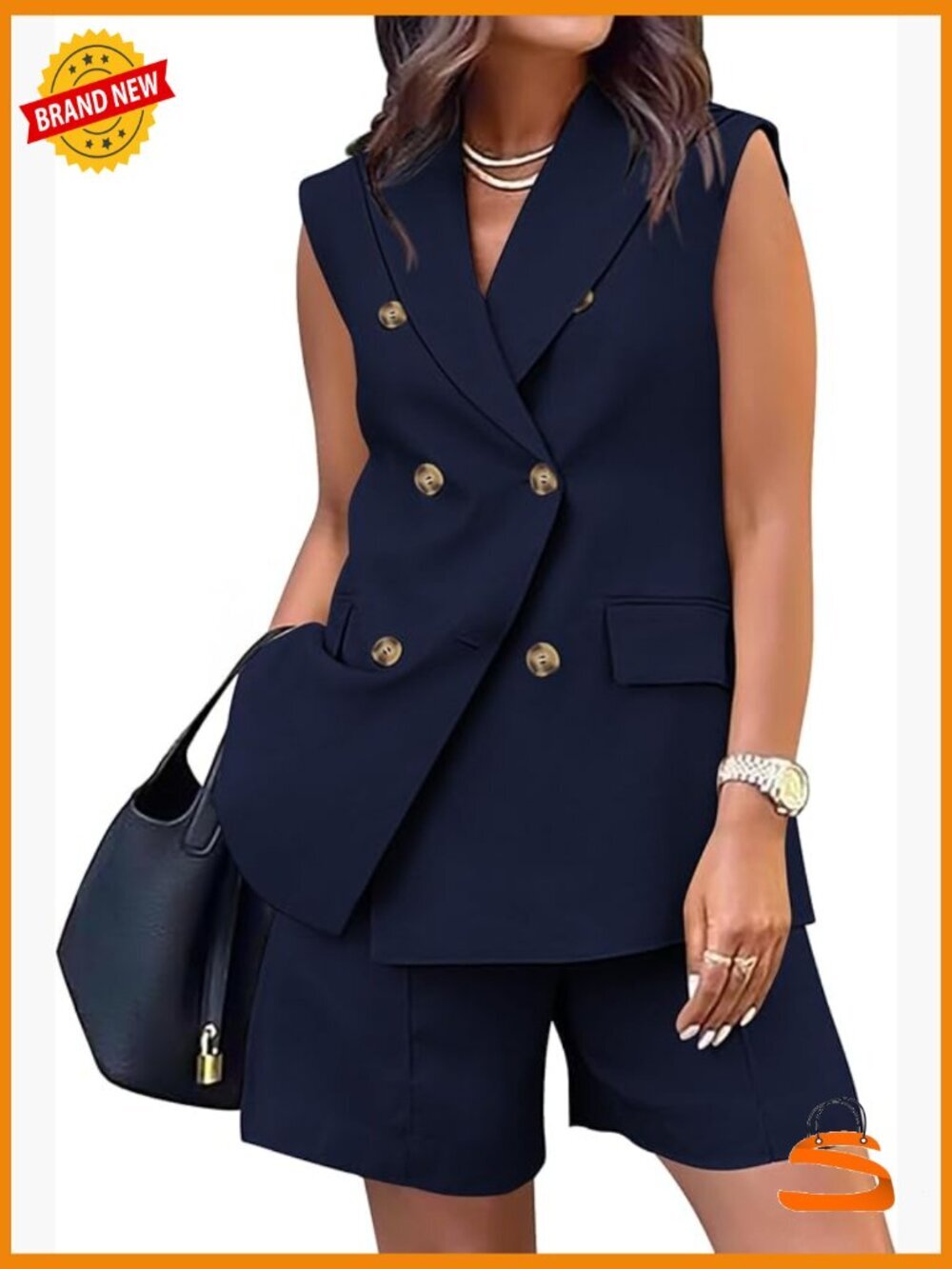 Two Piece Set - Sleeveless Vest and Shorts Business Casual